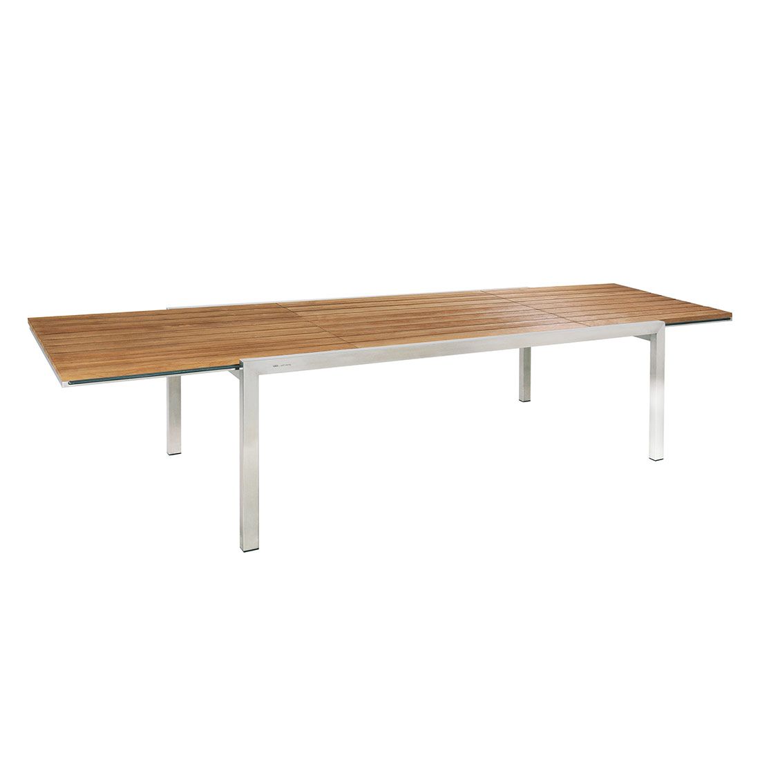 Zebra Kubex Ausziehtisch 220/340x100 cm Edelstahl/Teak Recycelt