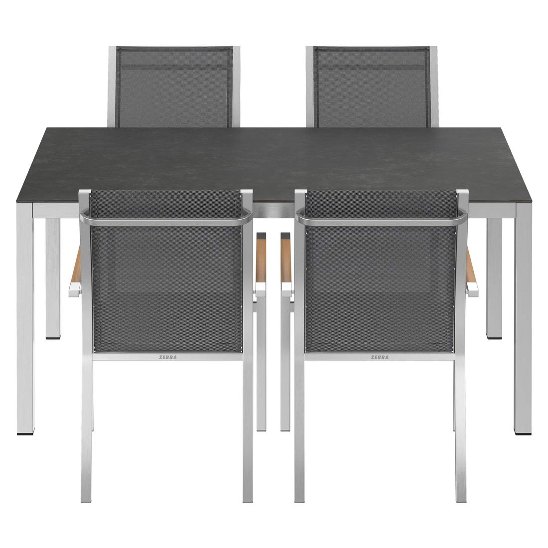 Zebra One Gartenmöbel-Set M (4 Plätze) mit OUTLIV. Tisch 160x90cm