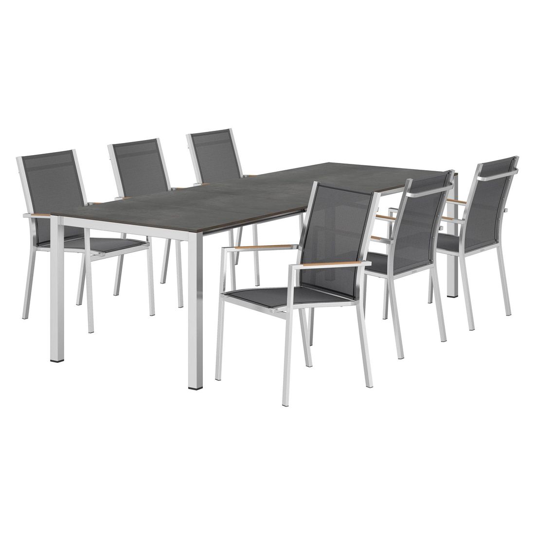 Zebra One Gartenmöbel-Set L (6 Plätze) mit OUTLIV. Tisch 160/217/267x92cm
