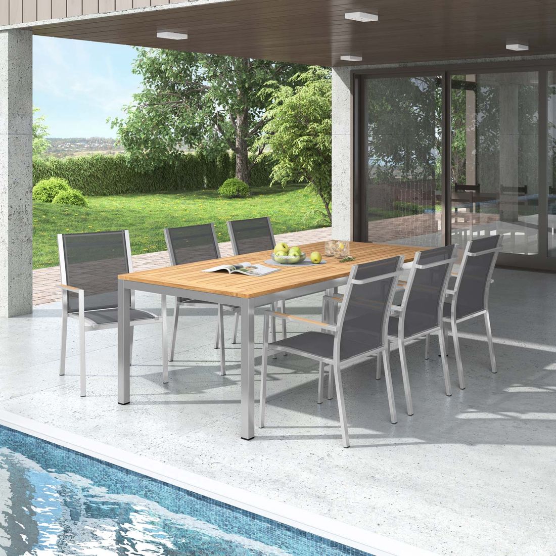 Zebra One Gartenmöbel-Set L (6 Plätze) mit OUTLIV. Tisch 220x100cm
