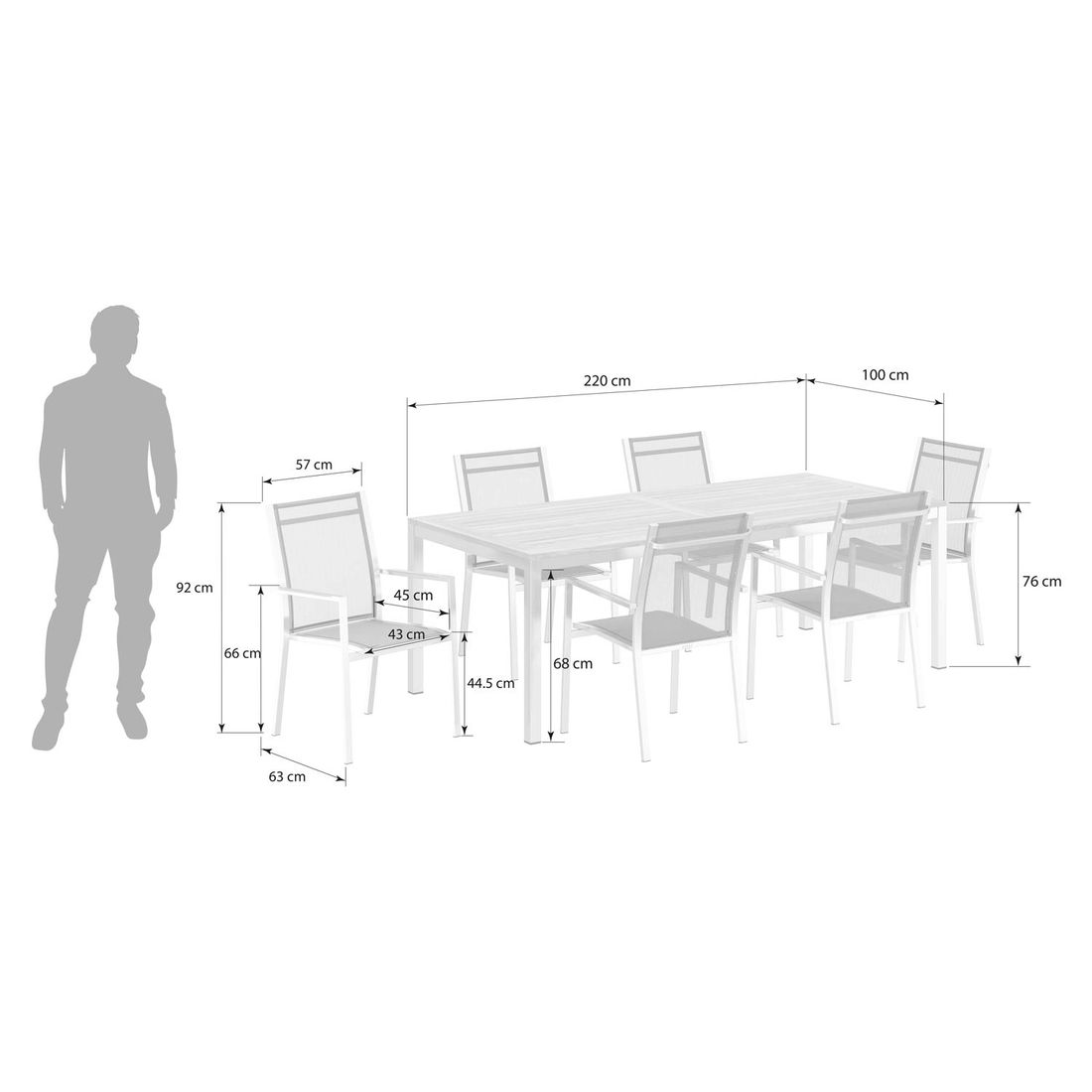 Zebra One Gartenmöbel-Set L (6 Plätze) mit OUTLIV. Tisch 220x100cm