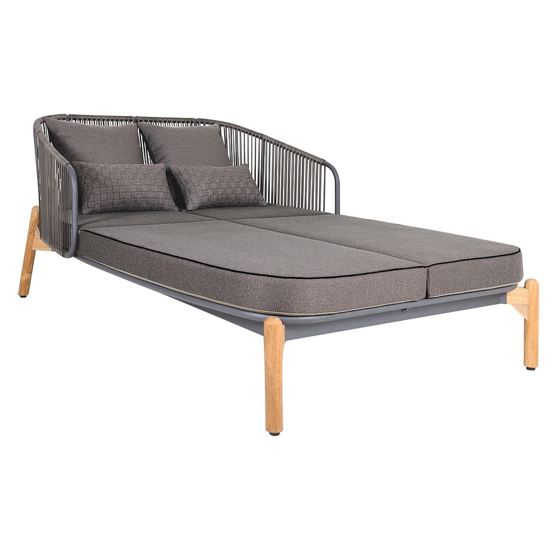 Zebra Pollux Daybed verstellbar inkl. Dekokissen Aluminium/Teak