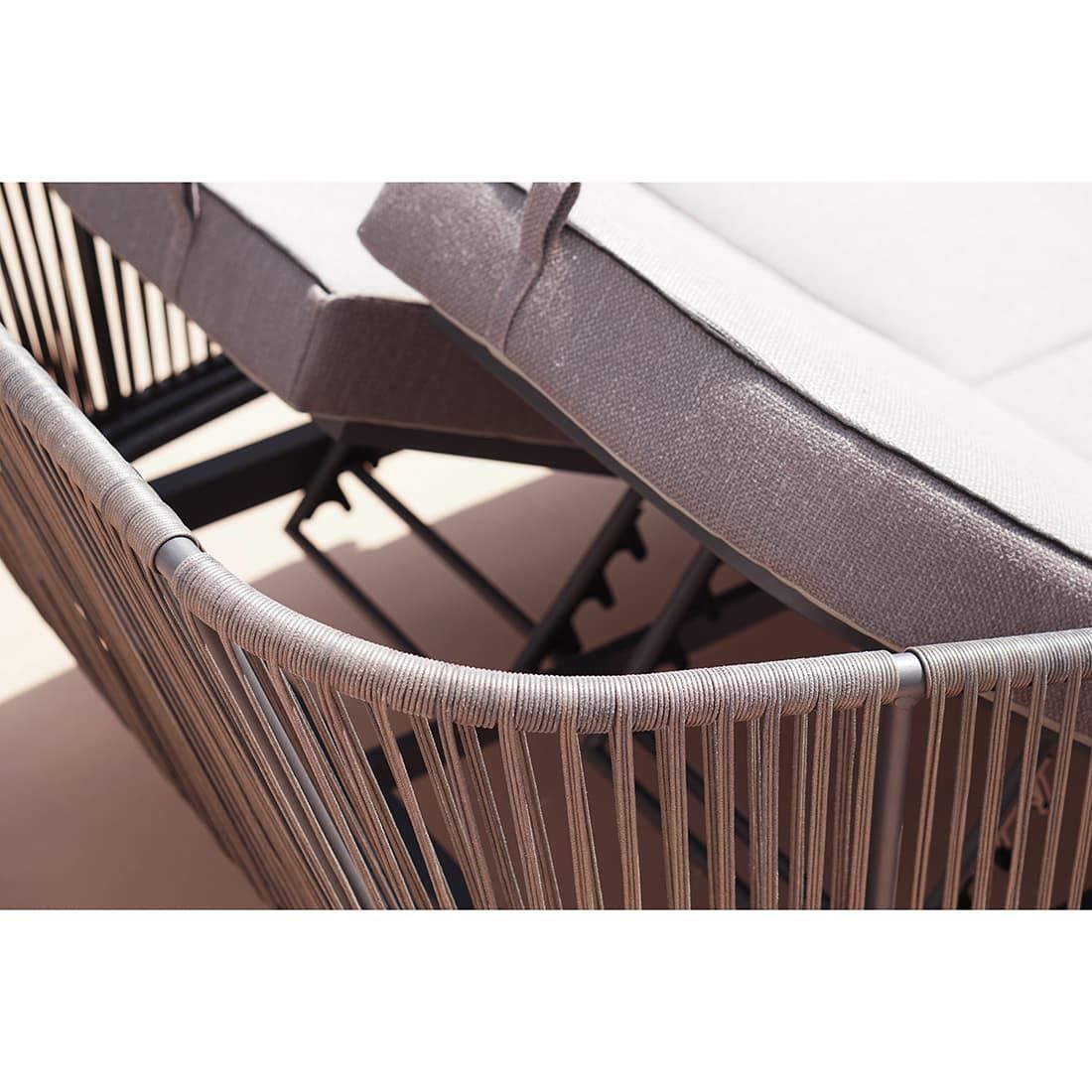 Zebra Pollux Daybed verstellbar inkl. Dekokissen Aluminium/Teak