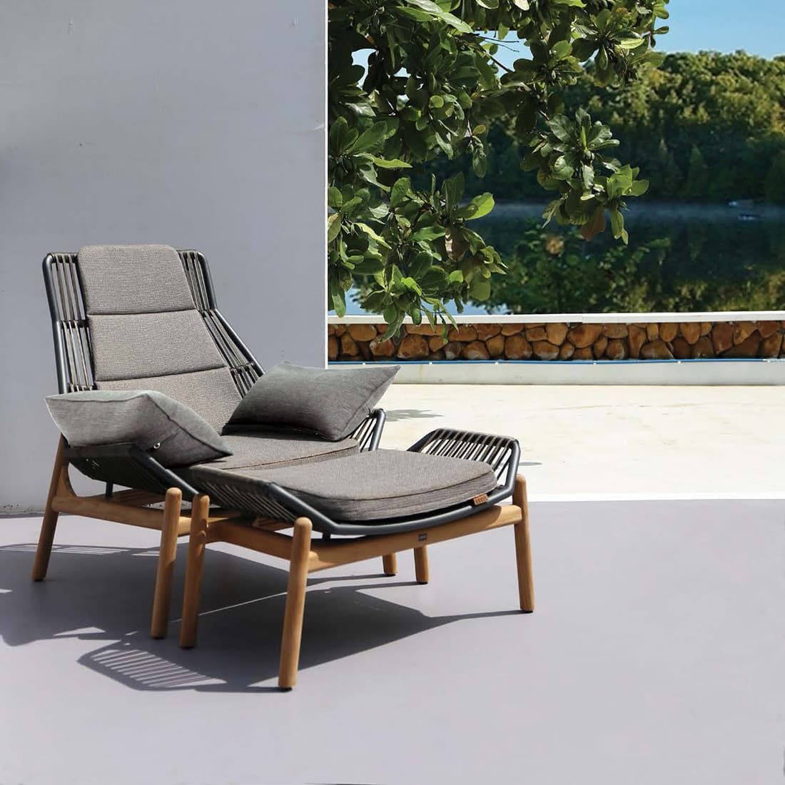 Zebra Pollux Loungehocker Aluminium/Teak