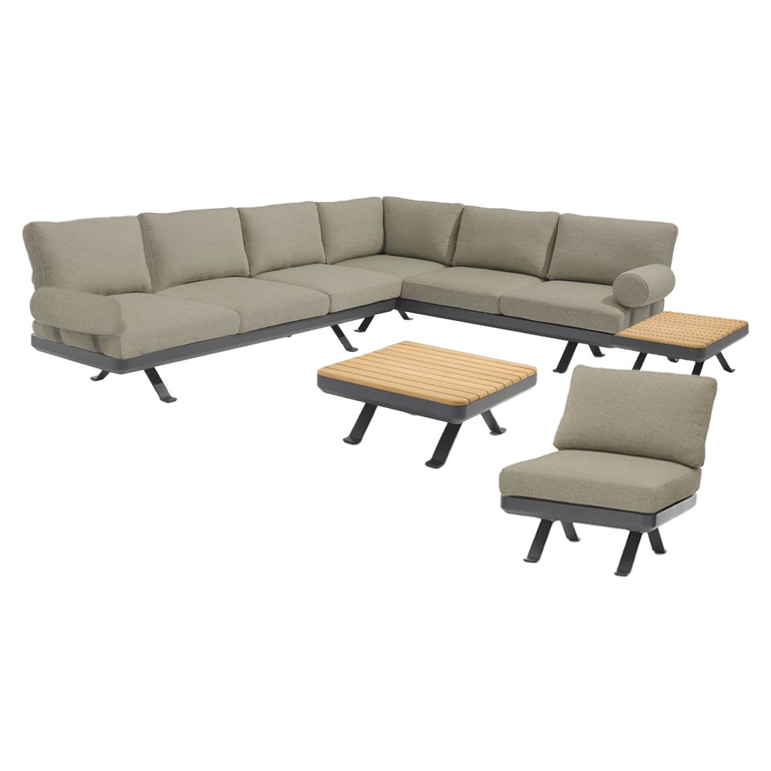 Zebra Sky Ecklounge verstellbar inkl. Loungetisch Aluminium/Sunproof