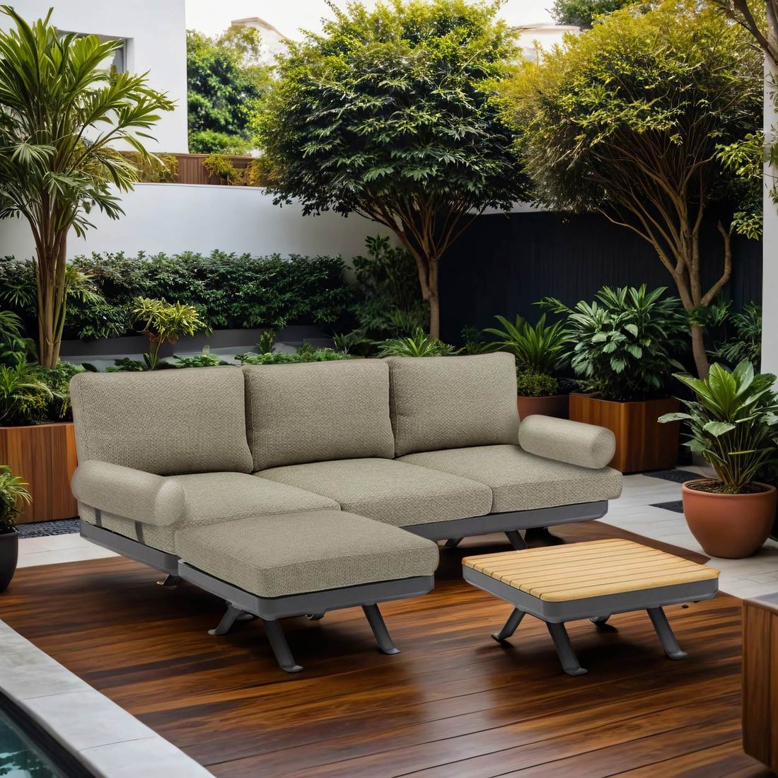 Zebra Sky Loungeset inkl. Loungetisch Aluminium/Sunproof