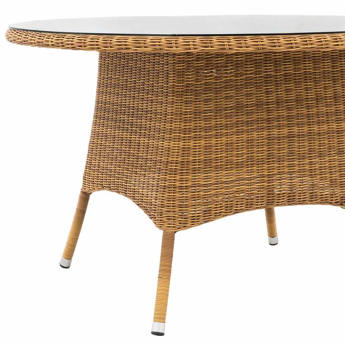 Domus Ventures Maryland Gartentisch Ø120 cm Geflecht Rund mit Glasplatte