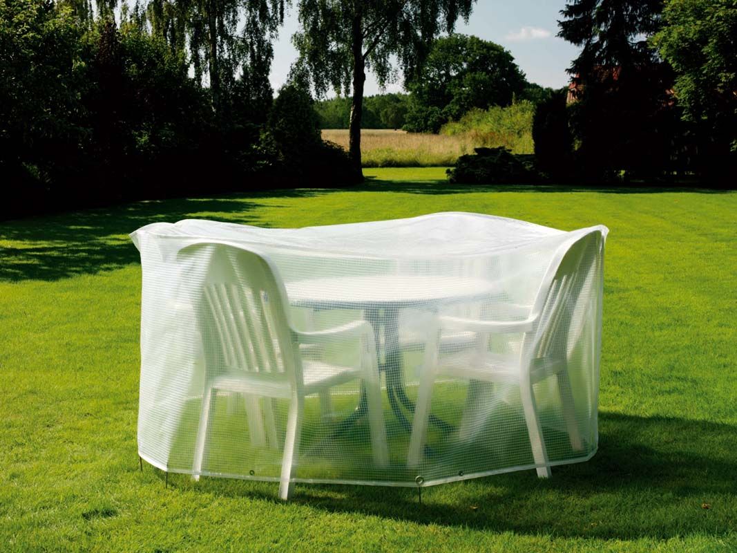 Heinemeyer Schutzhülle 240x180x90cm oval für Tischgruppe, Gitterfolie