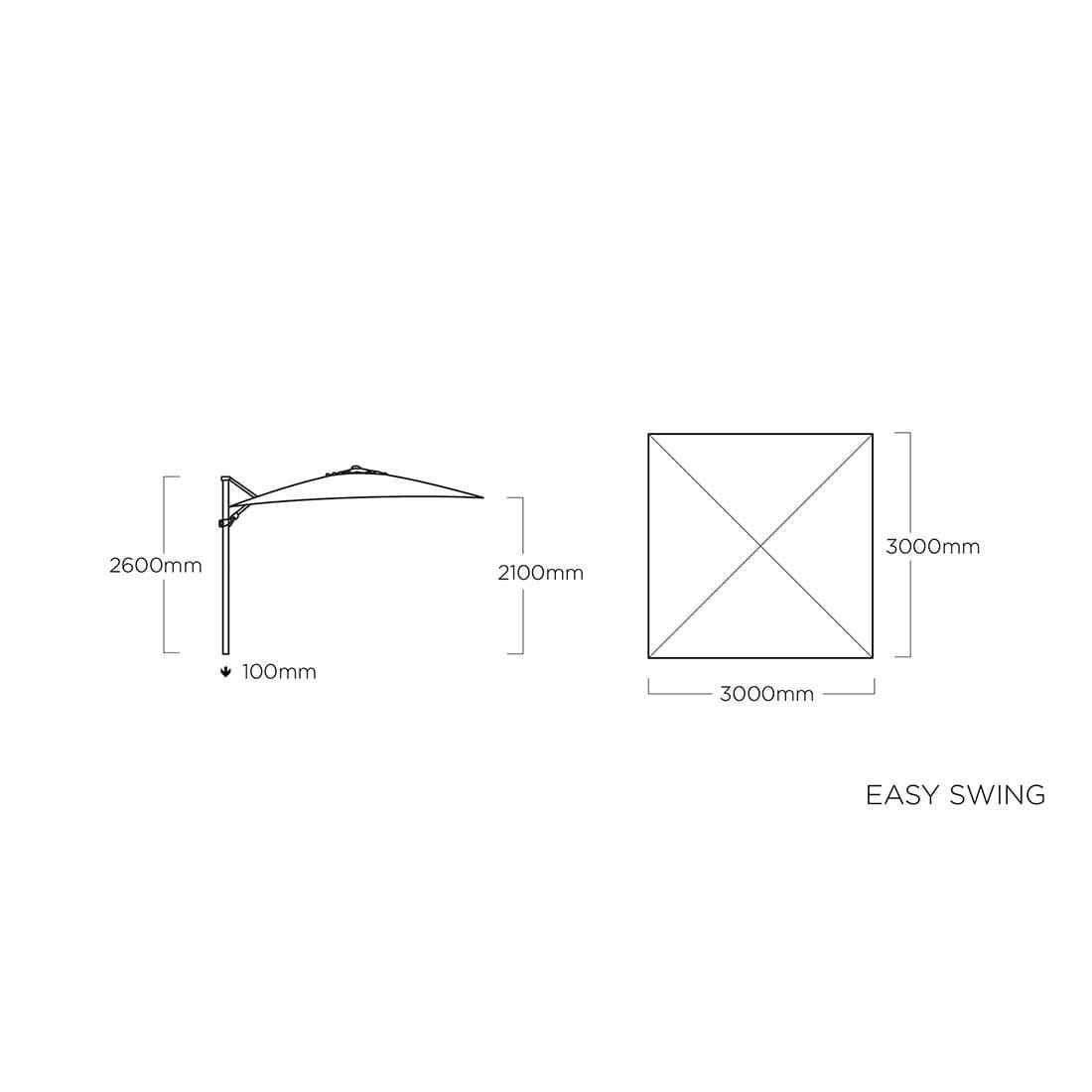 Kettler Easy Swing Ampelschirm 300x300cm Alu/Obravia