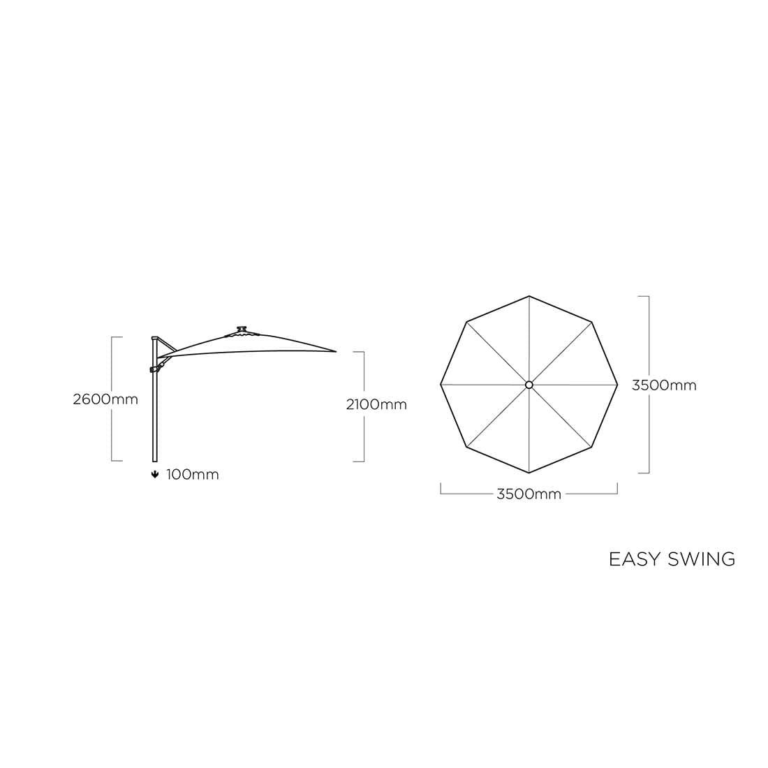 Kettler Easy Swing LED Ampelschirm Ø350cm Alu/Polyester