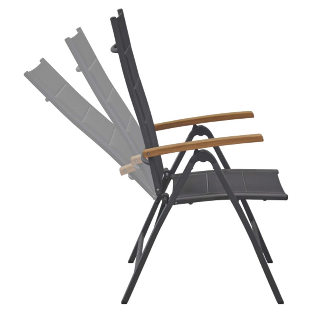 LC Garden Unicamo Klappstuhl Aluminium/Textilene/Teak Anthrazit/Natur