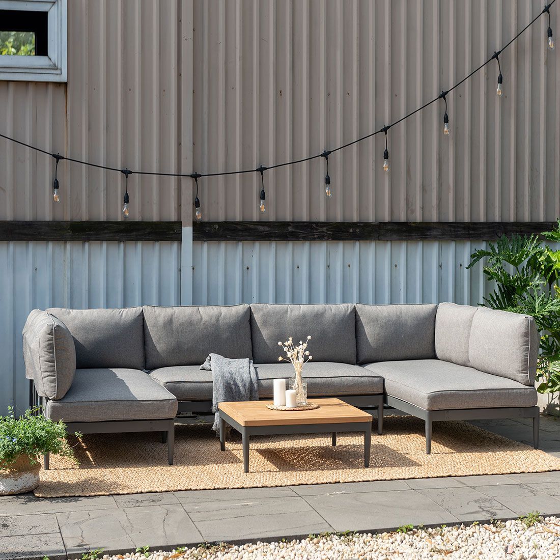 LifestyleGarden Topaz Loungeset Aluminium/Teakholz Magnesium Grau/Teak