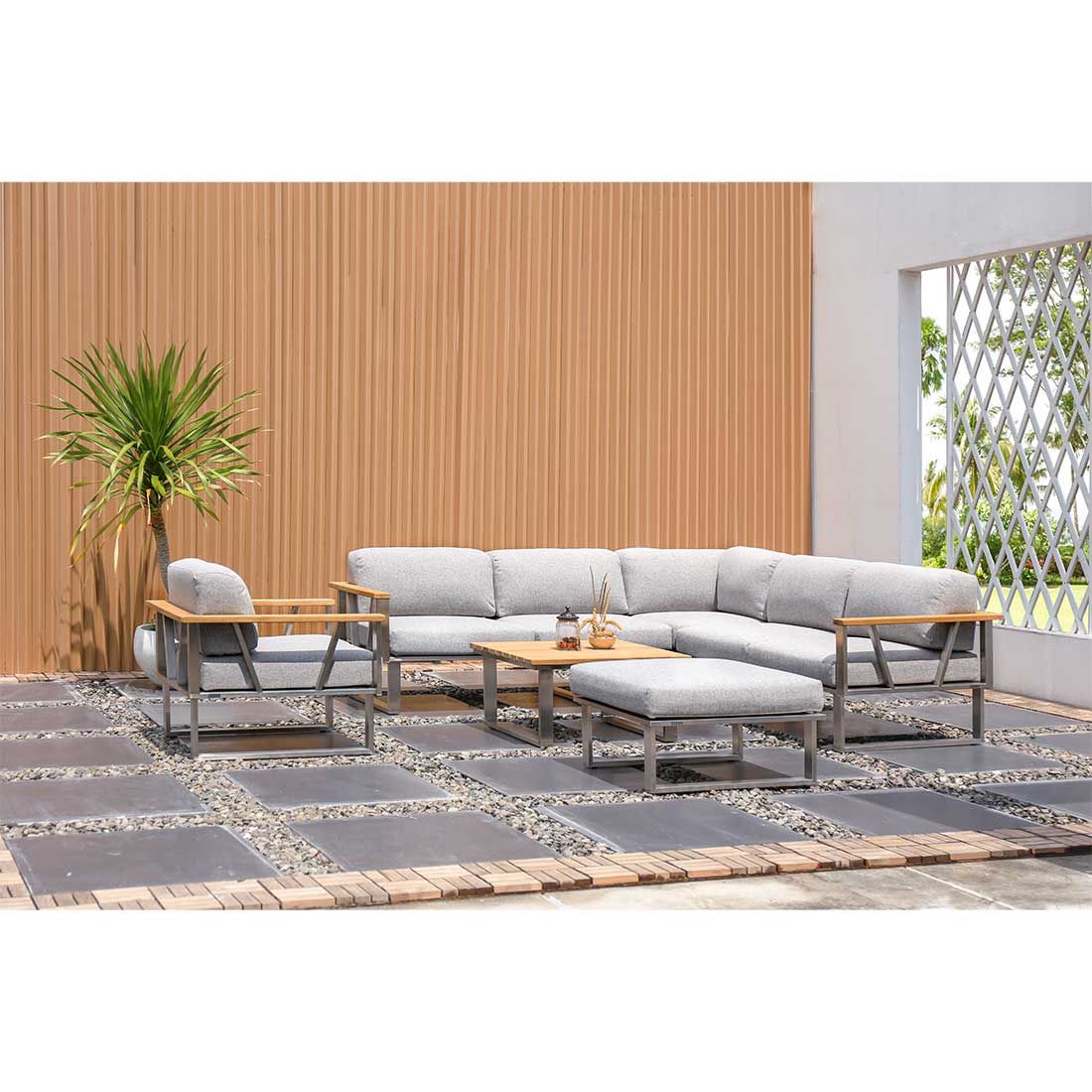 Zebra Belvedere Loungetisch 76x76 cm Edelstahl/Teak