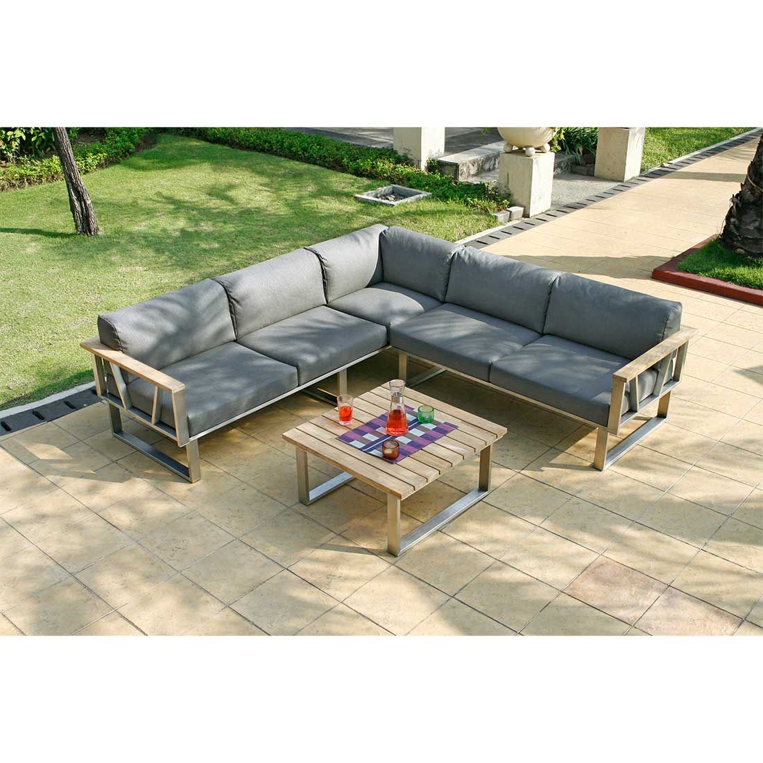Zebra Belvedere Loungetisch 76x76 cm Edelstahl/Teak