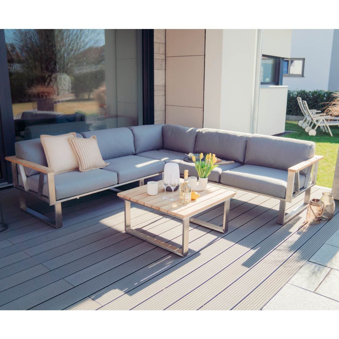 Zebra Belvedere Loungetisch 76x76 cm Edelstahl/Teak