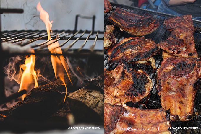 Verbranntes Fleisch auf dem Grill Verbranntes Fleisch auf dem Grill