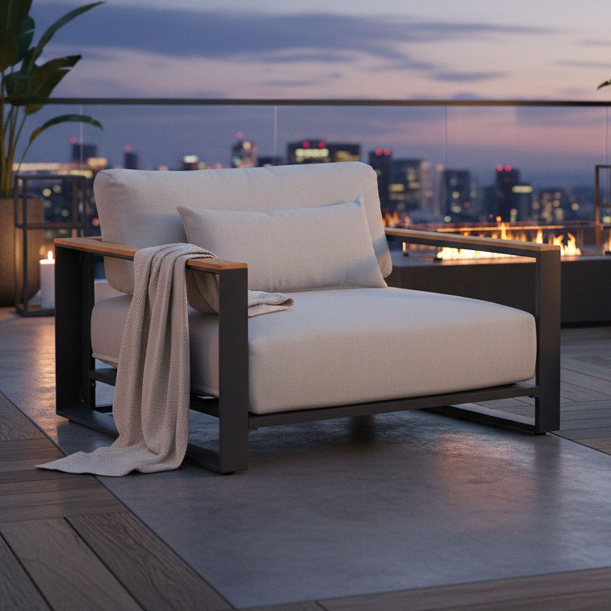 OUTLIV. Ravino Loungesessel Aluminium/Olefin Anthrazit/Hellgrau