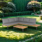 OUTLIV. Floris Dininglounge 3tlg. Stahl/Akazie Schwarz/Grau Garten