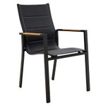 OUTLIV Gartenstuhl Rimini - Edelstahl Mit Textilene, Teak Armlehnen, Stapelbar