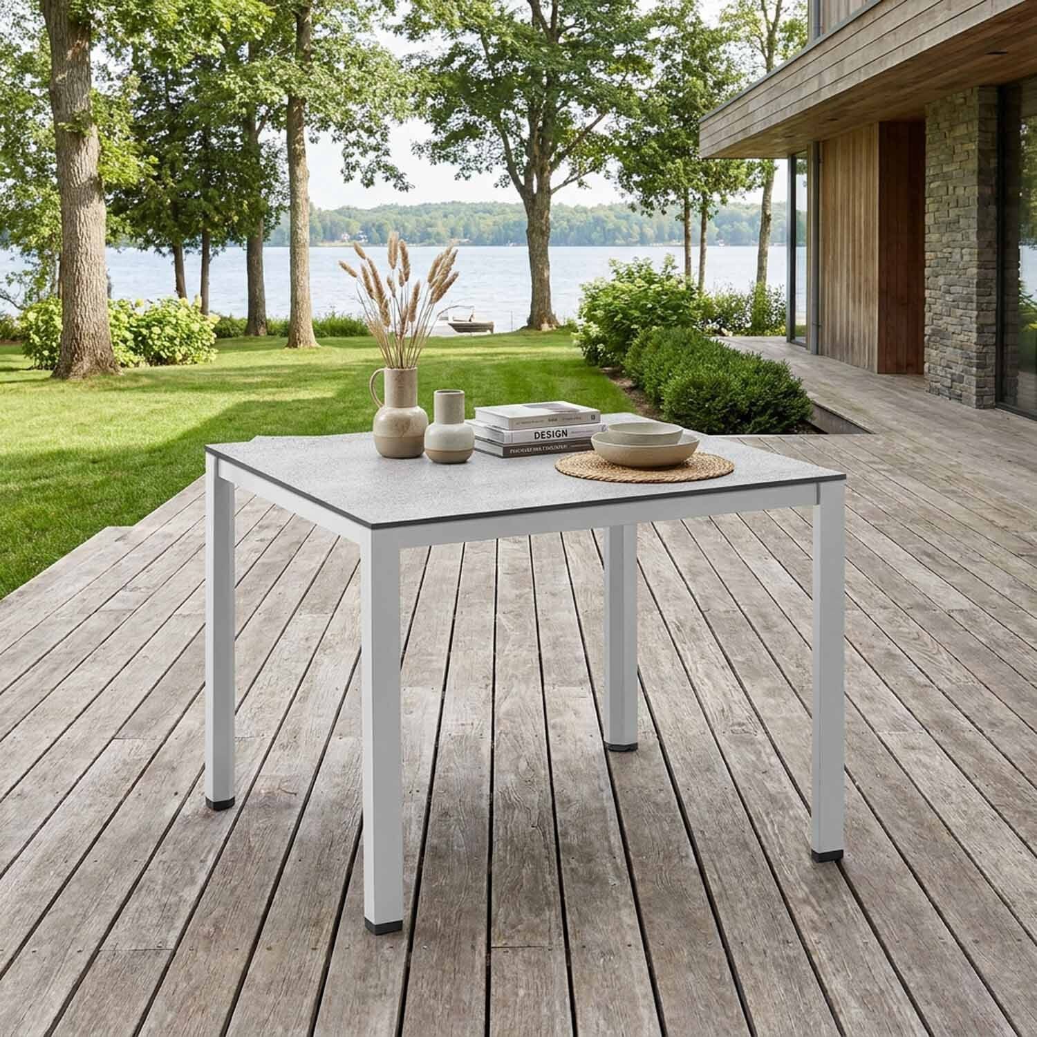 Kettler Cubic Gartentisch 95x95cm Aluminium/HPL Silber/Grau