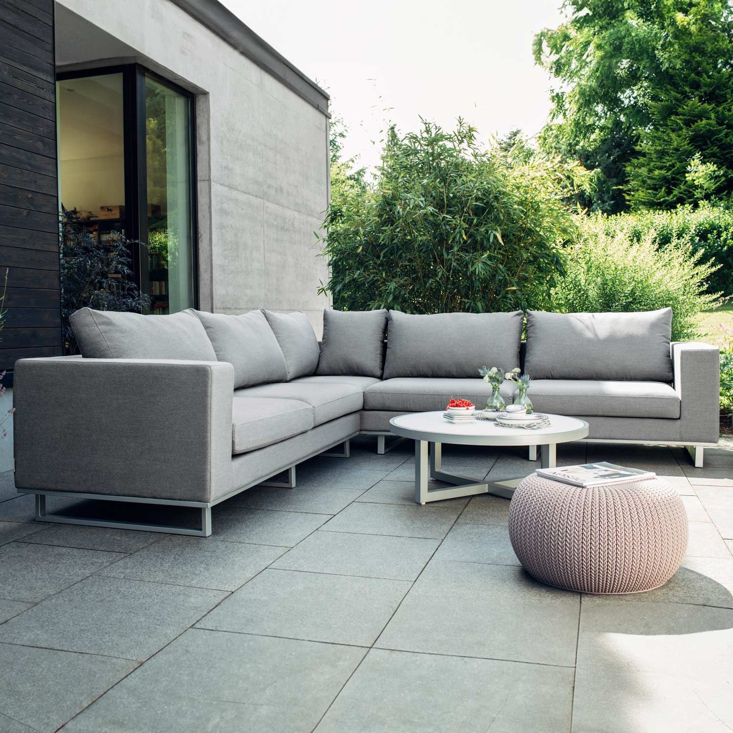 Kettler Ego Ecklounge 2 teilig Aluminium Sunbrella Silber Grau meliert Garten und Freizeit.at