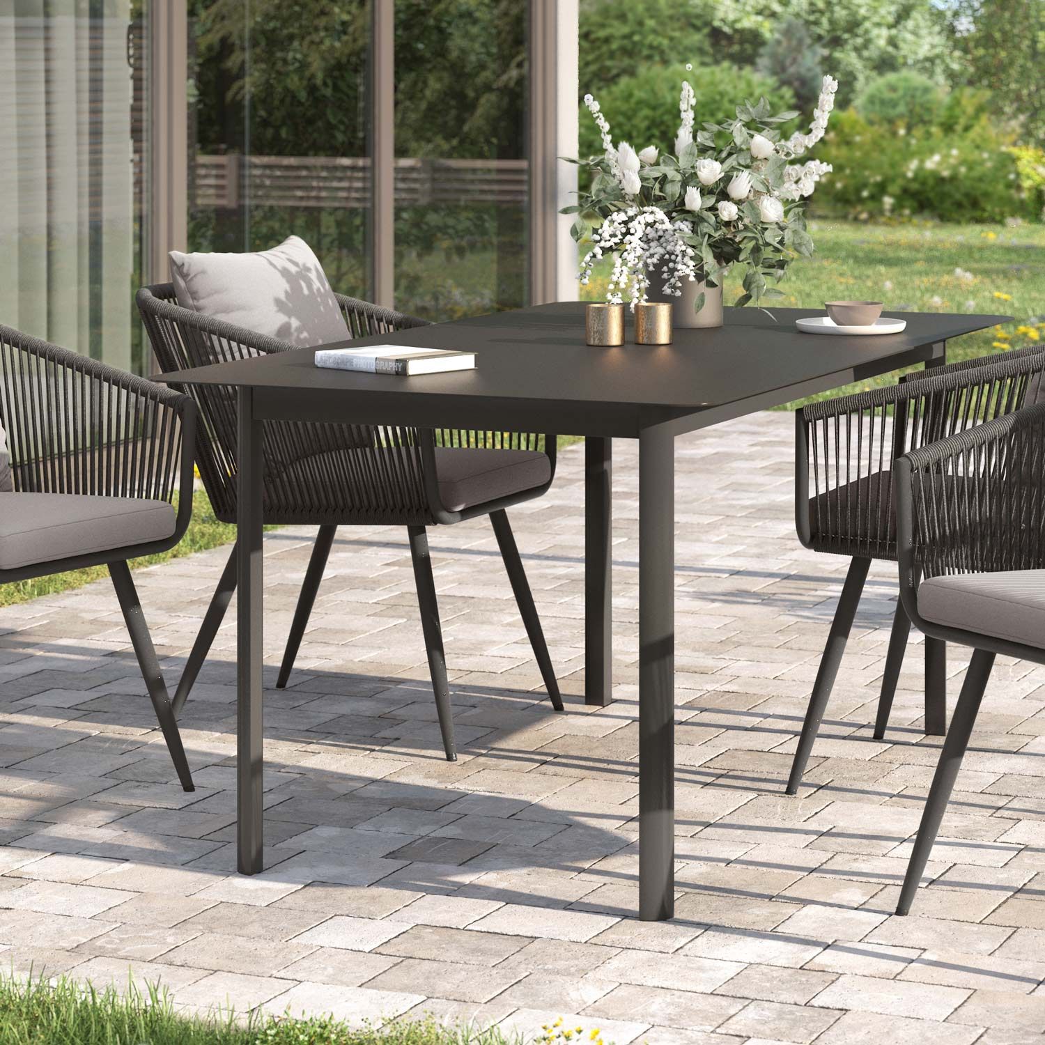 Resol Gartentisch 140x90 Cm – Anthrazit, Rechteckig, Aus Polypropylen, Mit UV-Schutz