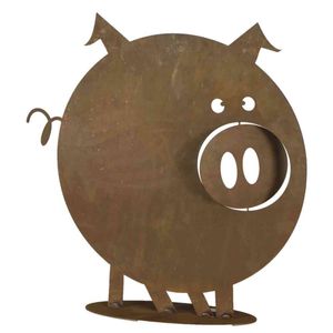H.G-Deko Schwein Gustav auf Platte 0x49x0cm Stahlblech