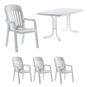 Sieger Comtesse Sitzgruppe Stapel 5tlg Tisch 150x90cm