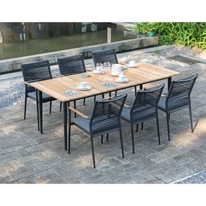 Zebra Spider Gartenmöbelset 7-teilig mit Gartentisch Tisch 210x90cm