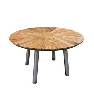deVries Fjord Tisch Ø130 cm Edelstahl/Teak gebürstet