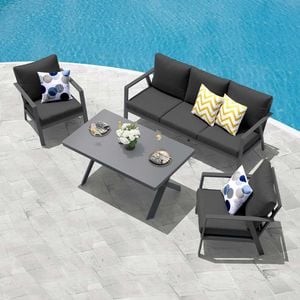 Acamp Thasos Lounge-Gruppe 4-tlg. Aluminium/Polyester mi Tisch 140x80 cm