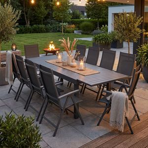 Kettler Basic Plus Gartenmöbel-Set XXL (10 Plätze) mit OUTLIV. Tisch 200/320x100,5cm