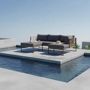 OUTLIV. Floris Ecklounge inkl. Loungetisch Stahl/Akazie/Polyester