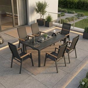 Siena Garden Rondo Gartenmöbel-Set L (6 Plätze) mit OUTLIV. Tisch 220x100 cm