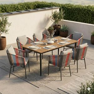 Acamp Manhattan Gartenmöbel-Set L (6 Plätze) mit OUTLIV. Tisch 220x100cm