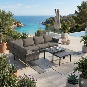 Siena Garden Aurelio Ecklounge inkl. Loungetisch Aluminium/Geflecht/Polypropylen