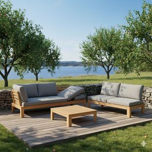 Acamp Granada Loungeset inkl. Loungetisch Akazie/Spun Polyester