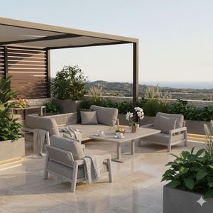 Zebra Cozy Loungeset inkl. Lifttisch Aluminium/Rope/Sunproof