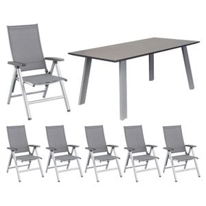 Kettler Cirrus Gartenmöbel-Set L (6 Plätze) mit OUTLIV. Tisch 180x90cm