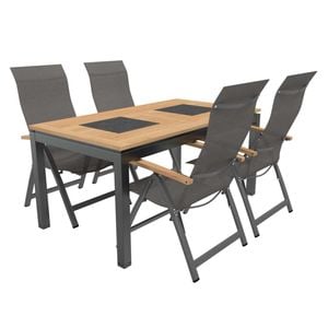 OUTLIV. Davos Gartenmöbelset 5-teilig Klappsessel mit Linz Tisch 160x88 cm