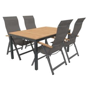 OUTLIV. Davos Gartenmöbelset 5-teilig Klappsessel mit Alpha Ausziehtisch 150/210x90 cm