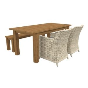 OUTLIV. Oxford Gartenmöbelset 4-teilig Geflecht-Diningsessel mit Tisch 180x90 cm