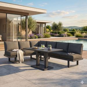 OUTLIV. Atlanta Dininglounge verstellbar Tisch 150x90cm Aluminium/Olefin