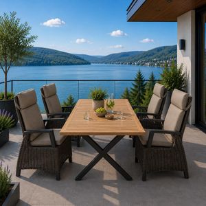 Siena Garden Corido Gartenmöbel-Set 5-tlg. mit OUTLIV. verstellbar Tisch 200x100cm