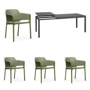 Nardi Net Gartenmöbel-Set 5-tlg. Tisch 140/210x85cm