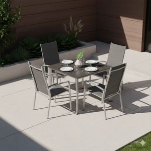 OUTLIV. Melbourne Gartenmöbel-Set M (4 Plätze) mit Kettler Tisch 95x95cm