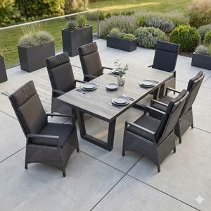 LC Garden Keramo Gartenmöbel-Set L verstellbar 6 (Plätze) Tisch 200x100cm