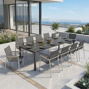 OUTLIV. Rimini Gartenmöbel-Set XXL (10 Plätze) Tisch 160/217/267x92cm