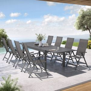 OUTLIV. Jacob Gartenmöbel-Set XL verstellbar (8 Plätze) Tisch 200/320x100,5cm