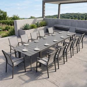Siena Garden Velia Gartenmöbel-Set XXL (12 Plätze) mit OUTLIV. Tisch 266/331/396x110cm